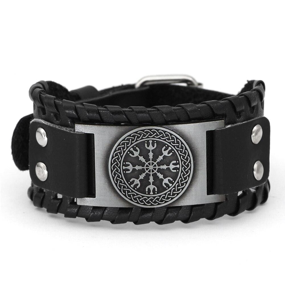 Bracelet Aegishjalmur en cuir-HERITAGE VIKING