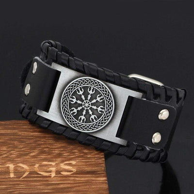 Bracelet Aegishjalmur en cuir-HERITAGE VIKING