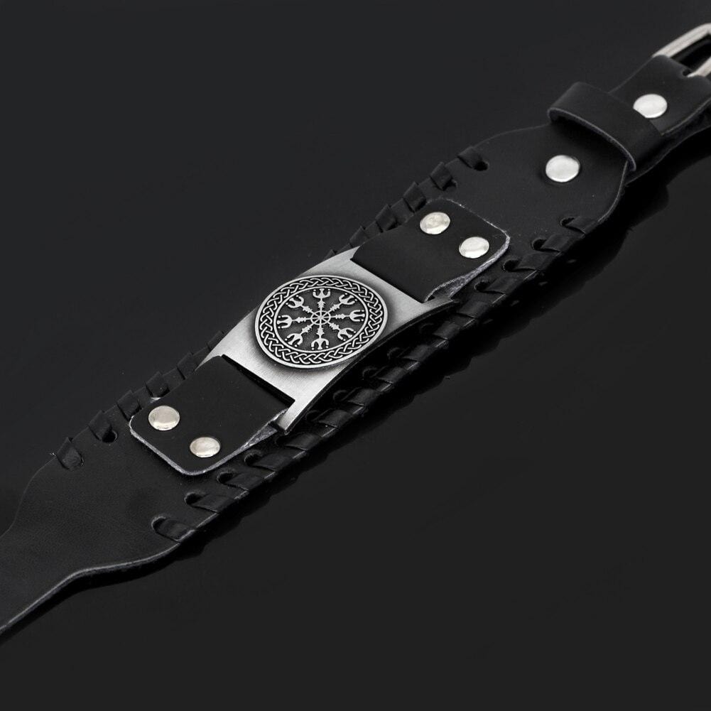 Bracelet Aegishjalmur en cuir-HERITAGE VIKING