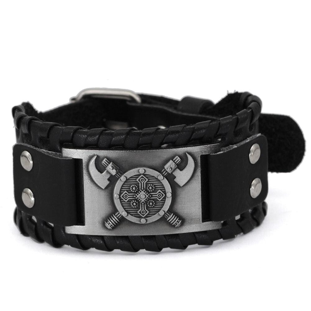 Bracelet bouclier viking en cuir-HERITAGE VIKING