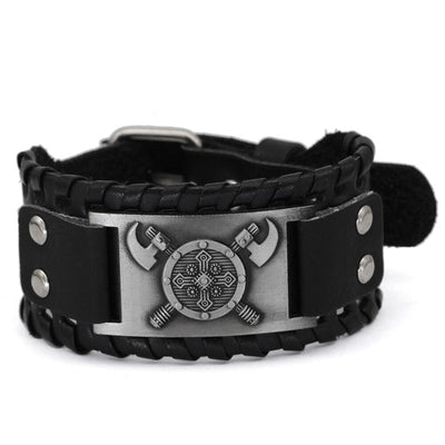 Bracelet bouclier viking en cuir-HERITAGE VIKING