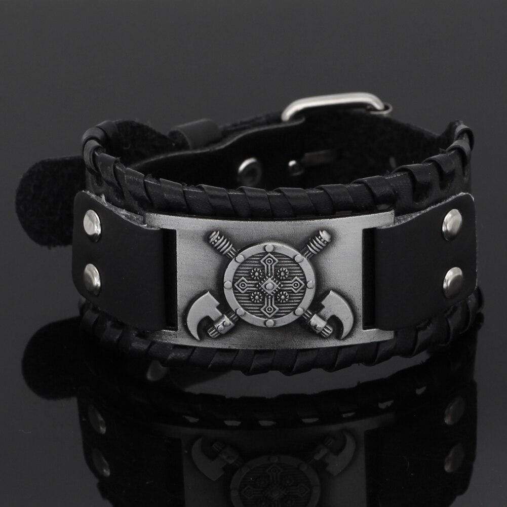 Bracelet bouclier viking en cuir-HERITAGE VIKING