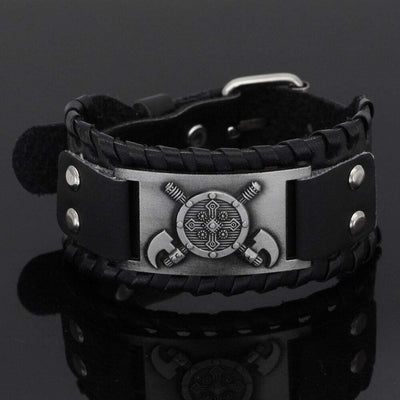 Bracelet bouclier viking en cuir-HERITAGE VIKING