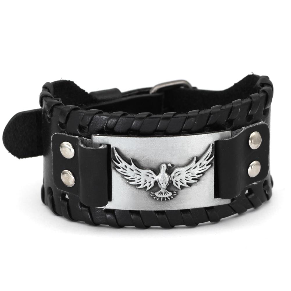Bracelet corbeau d'Odin en cuir-HERITAGE VIKING