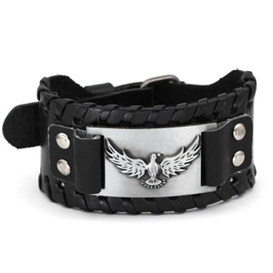 Bracelet corbeau d'Odin en cuir-HERITAGE VIKING