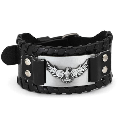 Bracelet corbeau d'Odin en cuir-HERITAGE VIKING