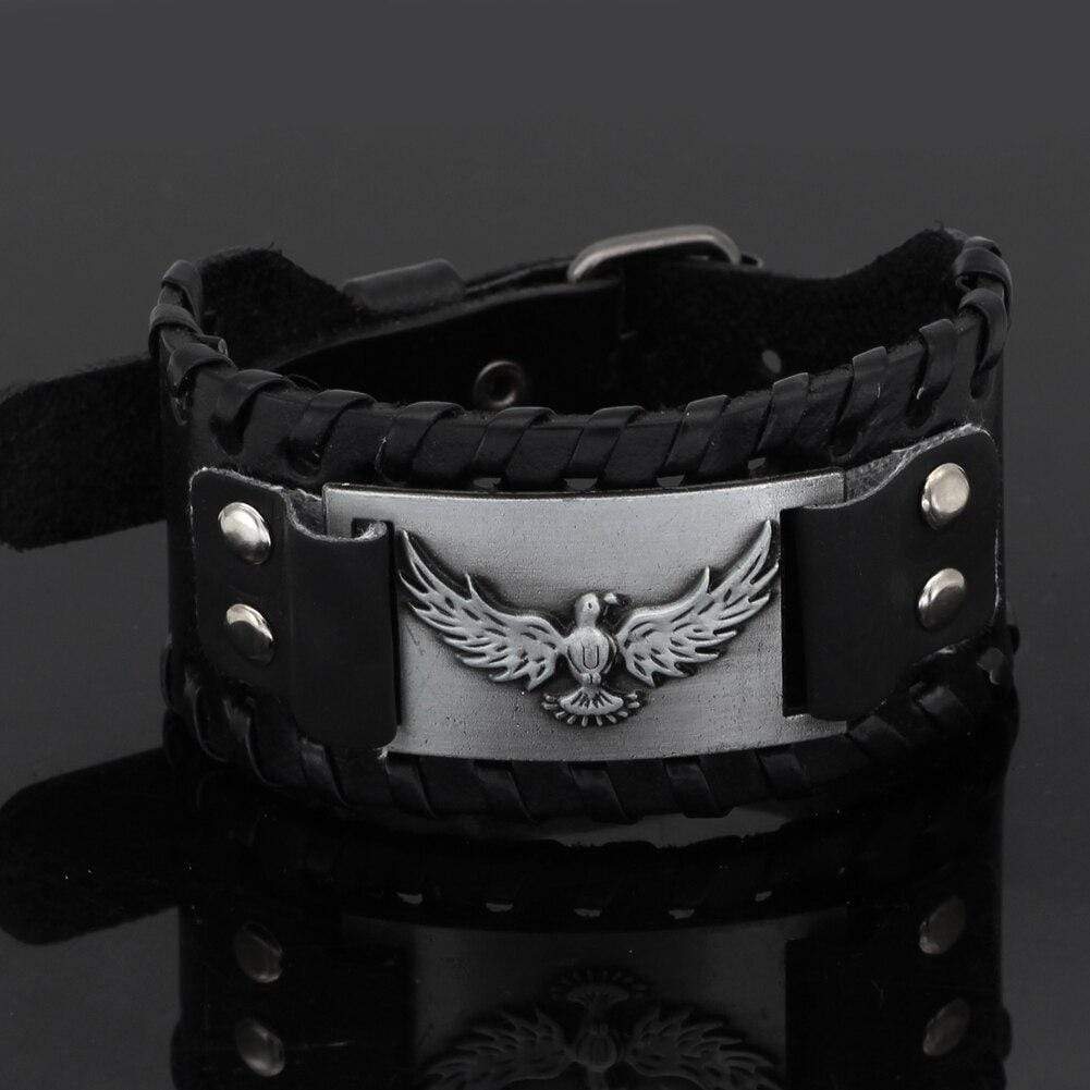 Bracelet corbeau d'Odin en cuir-HERITAGE VIKING