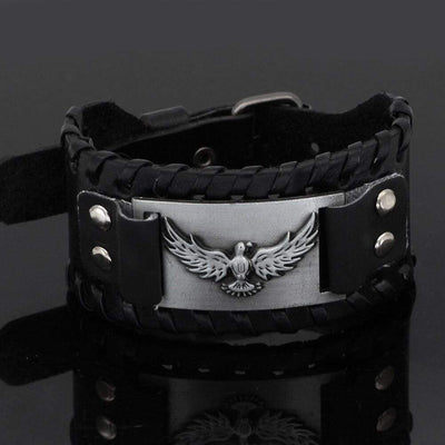 Bracelet corbeau d'Odin en cuir-HERITAGE VIKING