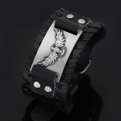Bracelet corbeau d'Odin en cuir-HERITAGE VIKING