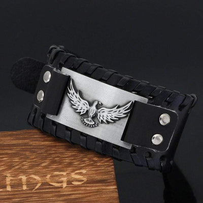 Bracelet corbeau d'Odin en cuir-HERITAGE VIKING