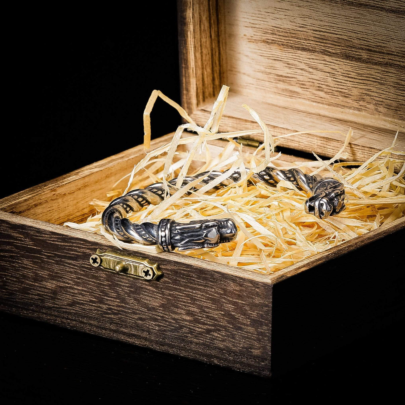 Bracelet de loyauté - 2 têtes de Fenrir Argent-HERITAGE VIKING