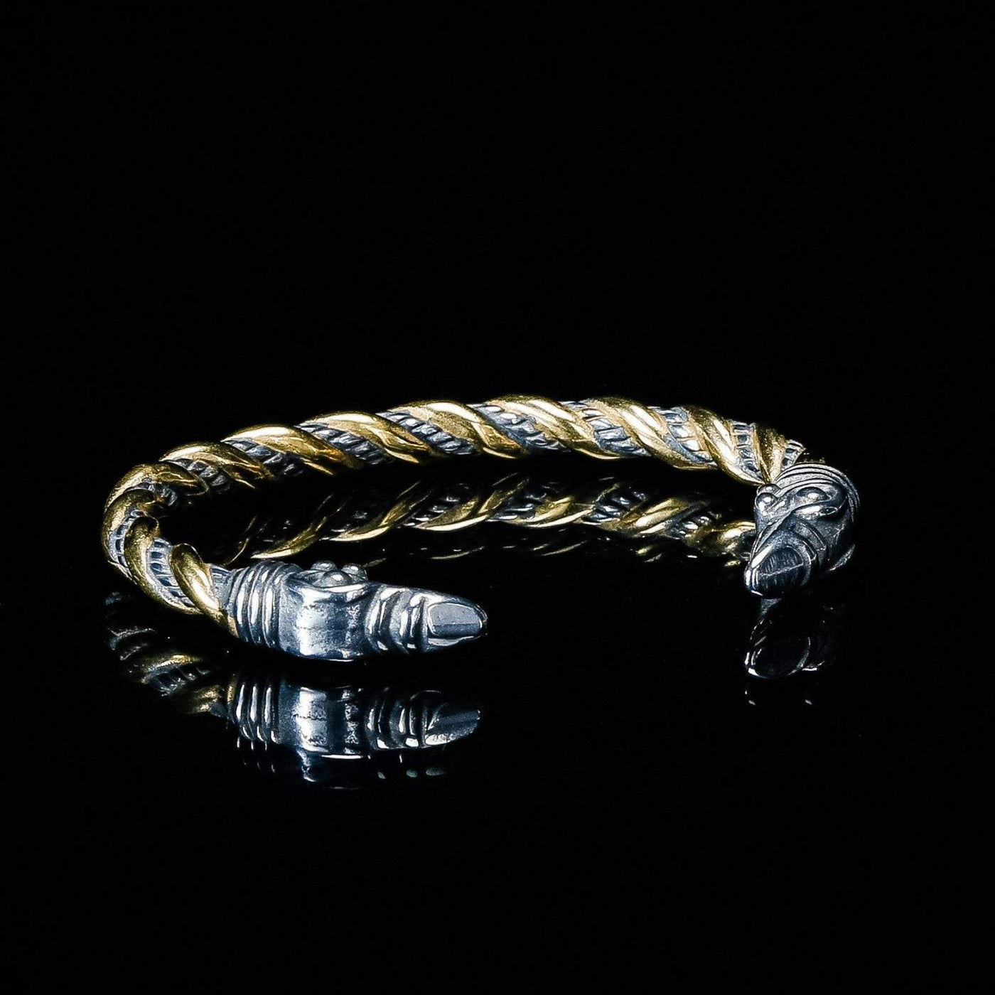 Bracelet de Loyauté Viking - Corbeaux d'Odin Or et Argent-HERITAGE VIKING