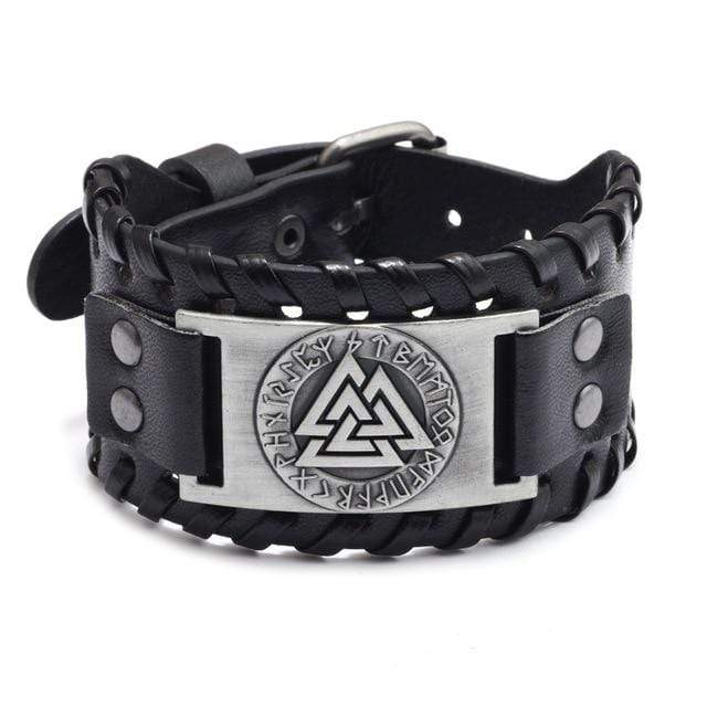 Bracelet en cuir ajustable - Symbole Valknut®-HERITAGE VIKING