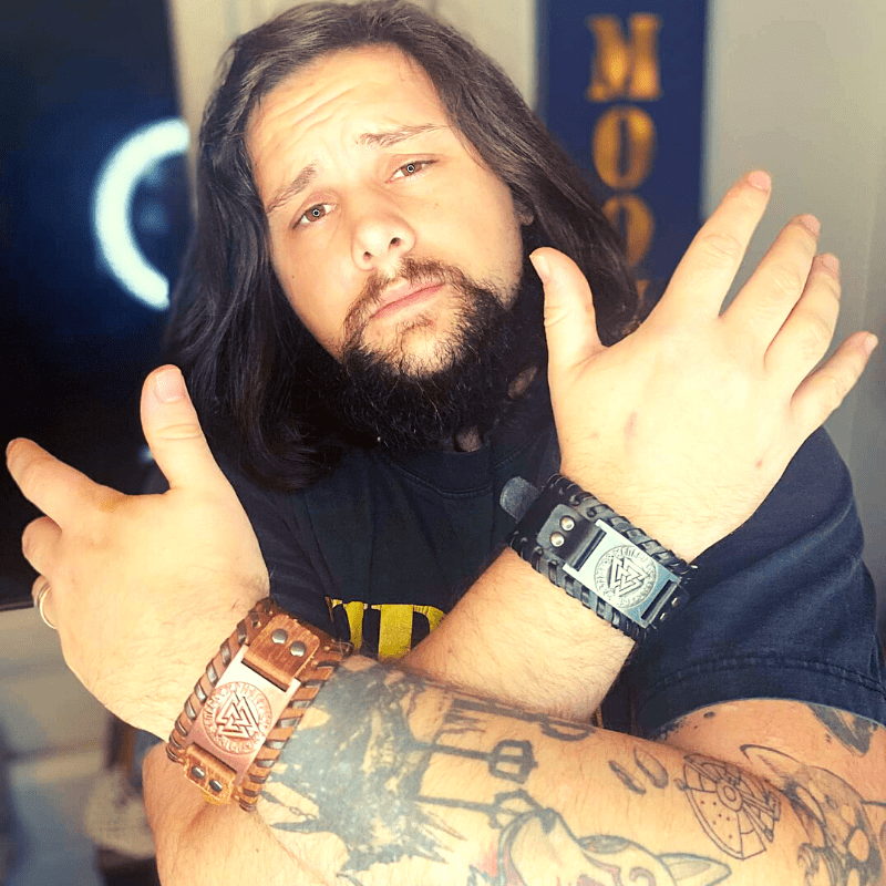 Bracelet en cuir ajustable - Symbole Valknut®-HERITAGE VIKING