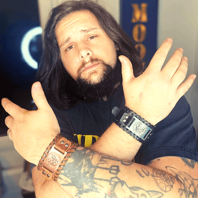 Bracelet en cuir ajustable - Symbole Valknut®-HERITAGE VIKING