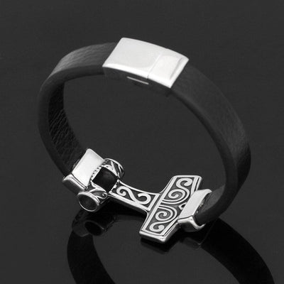 Bracelet en cuir marteau de Thor - Mjolnir-HERITAGE VIKING
