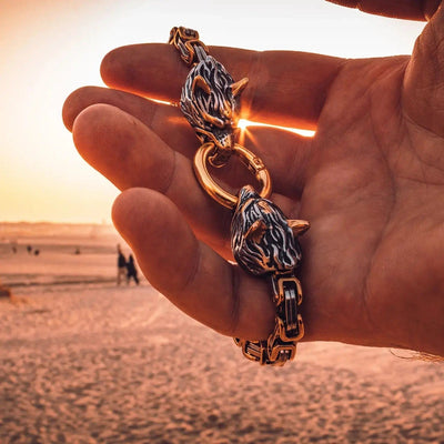 Bracelet Loup Géant Doré - Fenrir-HERITAGE VIKING