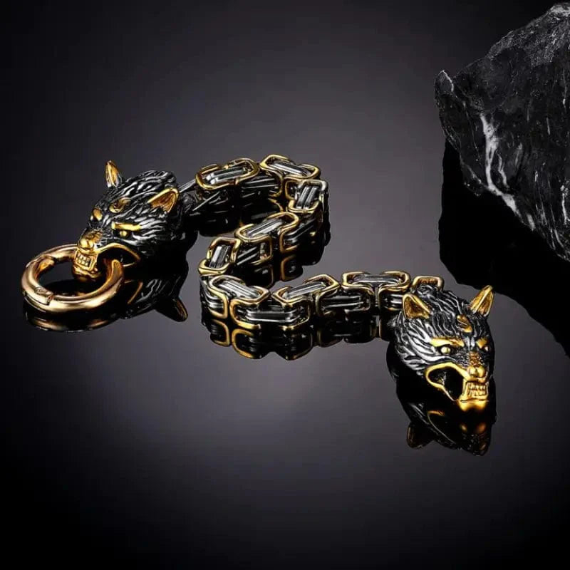 Bracelet Loup Géant Doré - Fenrir-HERITAGE VIKING