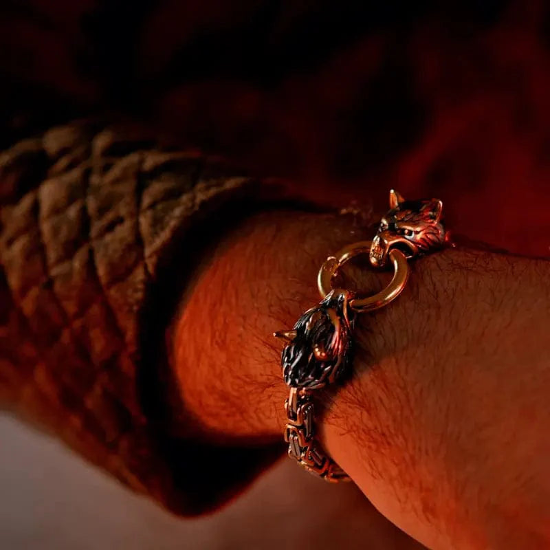 Bracelet Loup Géant Doré - Fenrir-HERITAGE VIKING