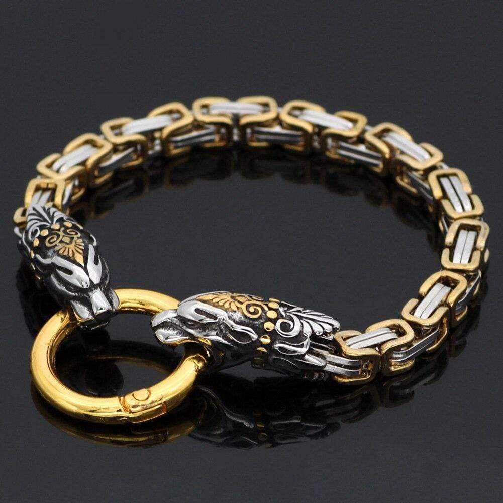 Bracelet tête de serpent doré | Acier Inoxydable-HERITAGE VIKING