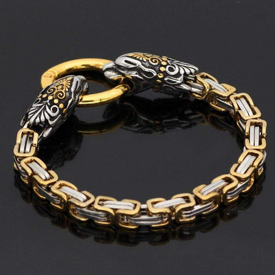 Bracelet tête de serpent doré | Acier Inoxydable-HERITAGE VIKING
