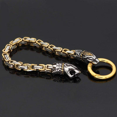 Bracelet tête de serpent doré | Acier Inoxydable-HERITAGE VIKING