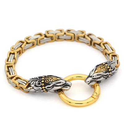 Bracelet tête de serpent doré | Acier Inoxydable-HERITAGE VIKING