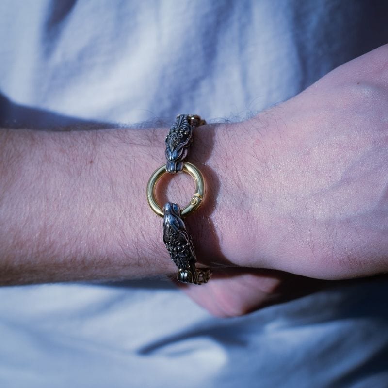 Bracelet tête de serpent doré | Acier Inoxydable-HERITAGE VIKING