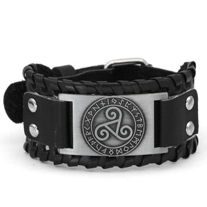 Bracelet Triskele breton en cuir-HERITAGE VIKING