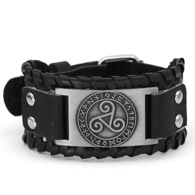 Bracelet Triskele breton en cuir-HERITAGE VIKING