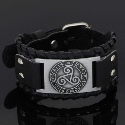 Bracelet Triskele breton en cuir-HERITAGE VIKING