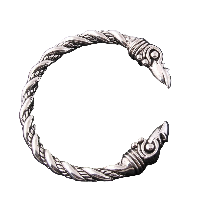 Bracelet Viking en Argent Sterling 925 - Corbeaux d'Odin - Argent