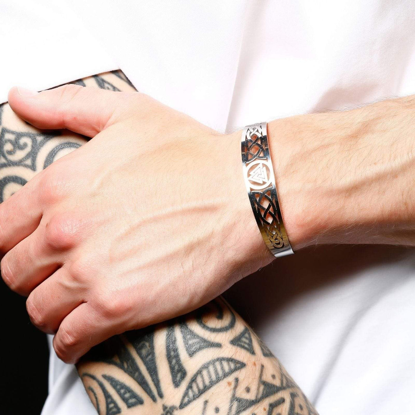 Bracelet Viking Valknut ajustable en acier inoxydable-HERITAGE VIKING