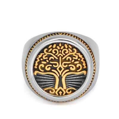 Chevalière Arbre de Vie dorée - acier inoxydable-HERITAGE VIKING