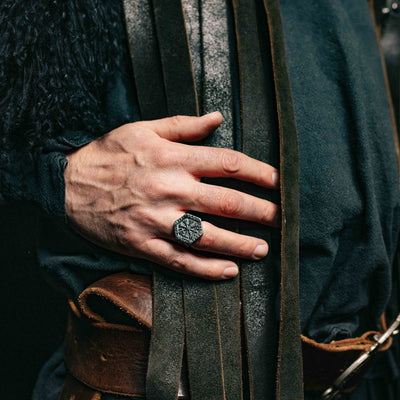 Chevalière viking rune Vegvisir - Acier inoxydable-HERITAGE VIKING