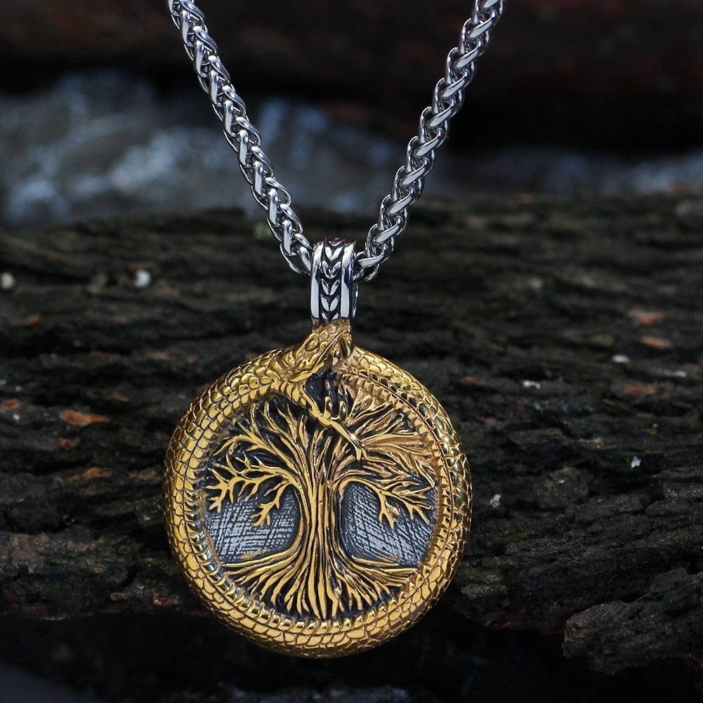 Collier arbre sacré d'Yggdrasil avec Jörmungand-HERITAGE VIKING