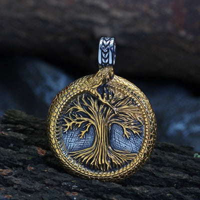 Collier arbre sacré d'Yggdrasil avec Jörmungand-HERITAGE VIKING