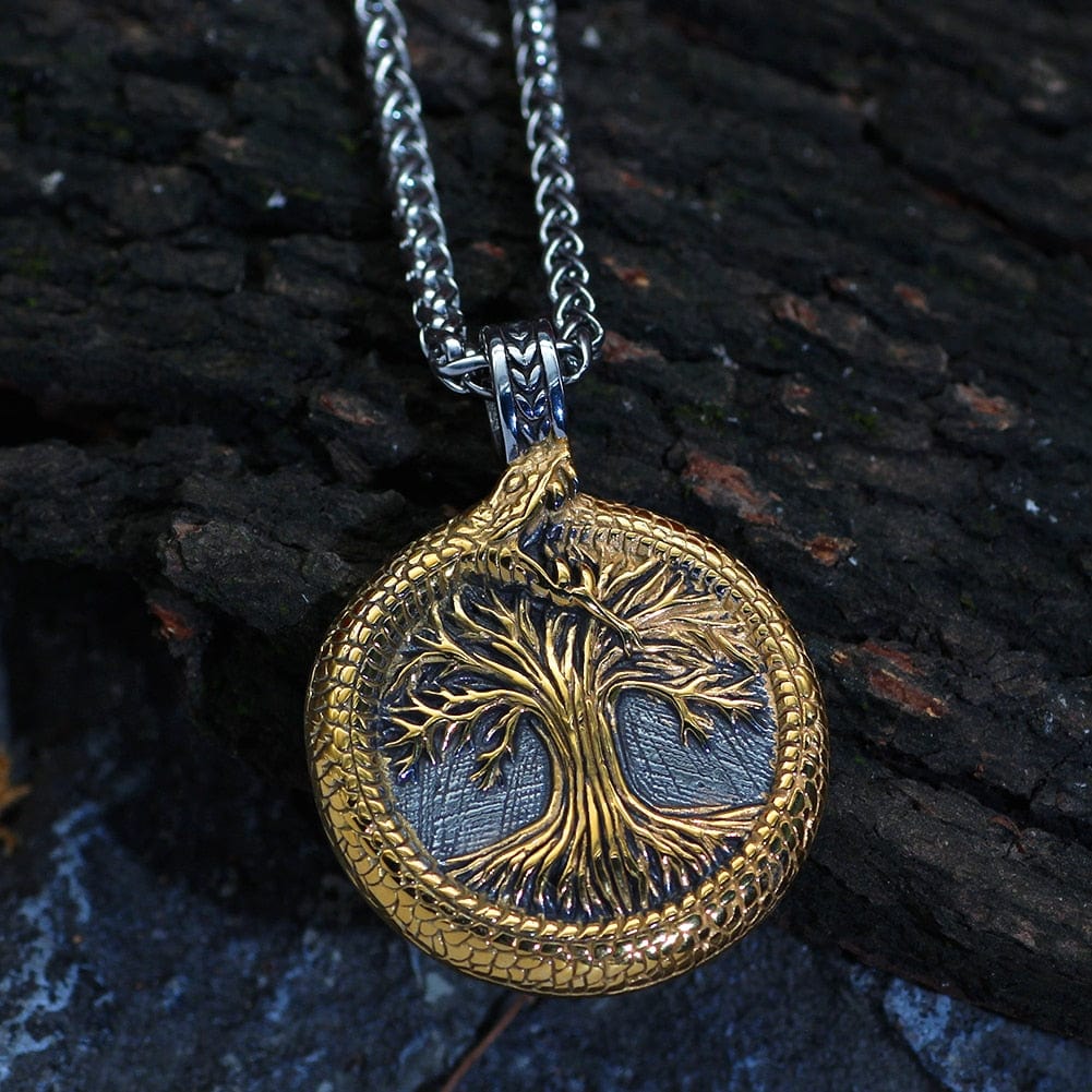 Collier arbre sacré d'Yggdrasil avec Jörmungand-HERITAGE VIKING