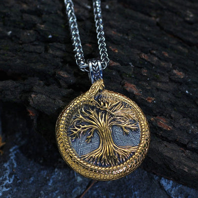 Collier arbre sacré d'Yggdrasil avec Jörmungand-HERITAGE VIKING