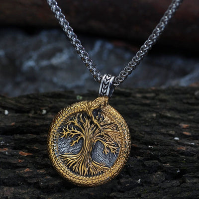Collier arbre sacré d'Yggdrasil avec Jörmungand-HERITAGE VIKING