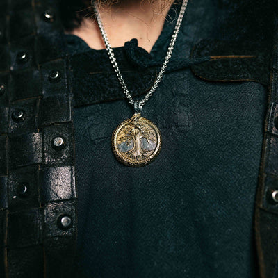 Collier arbre sacré d'Yggdrasil avec Jörmungand-HERITAGE VIKING