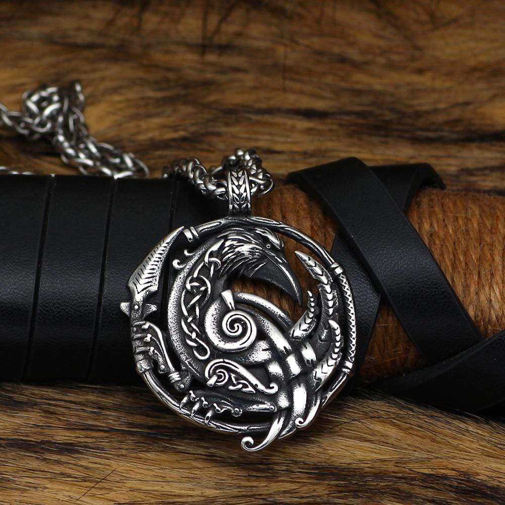 Collier corbeau d'Odin | Acier inoxydable-HERITAGE VIKING