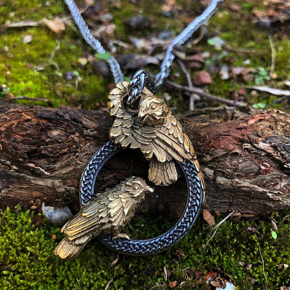 Collier corbeaux messagers d'Odin en acier inoxydable-HERITAGE VIKING