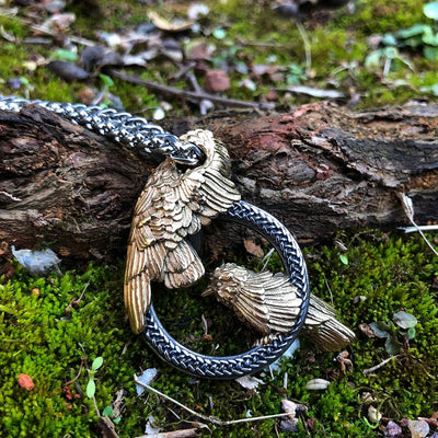 Collier corbeaux messagers d'Odin en acier inoxydable-HERITAGE VIKING