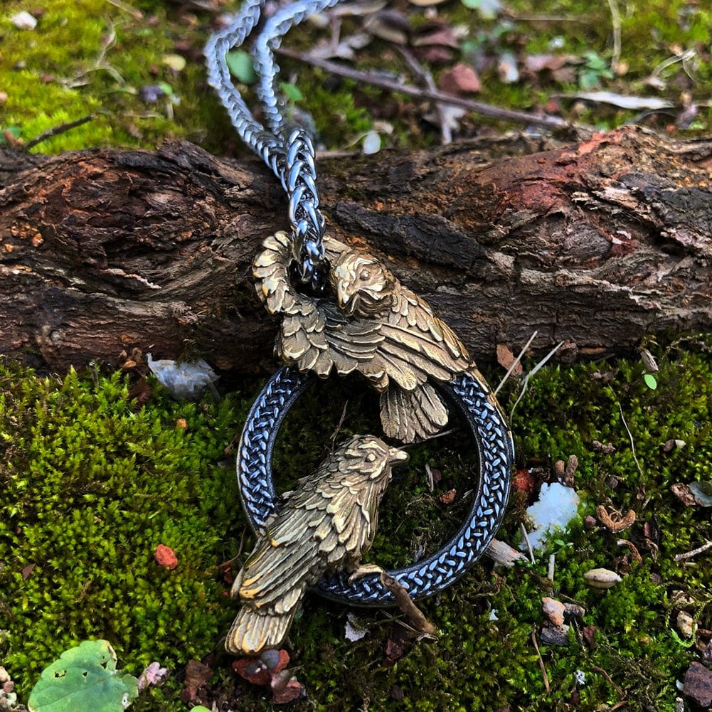 Collier corbeaux messagers d'Odin en acier inoxydable-HERITAGE VIKING