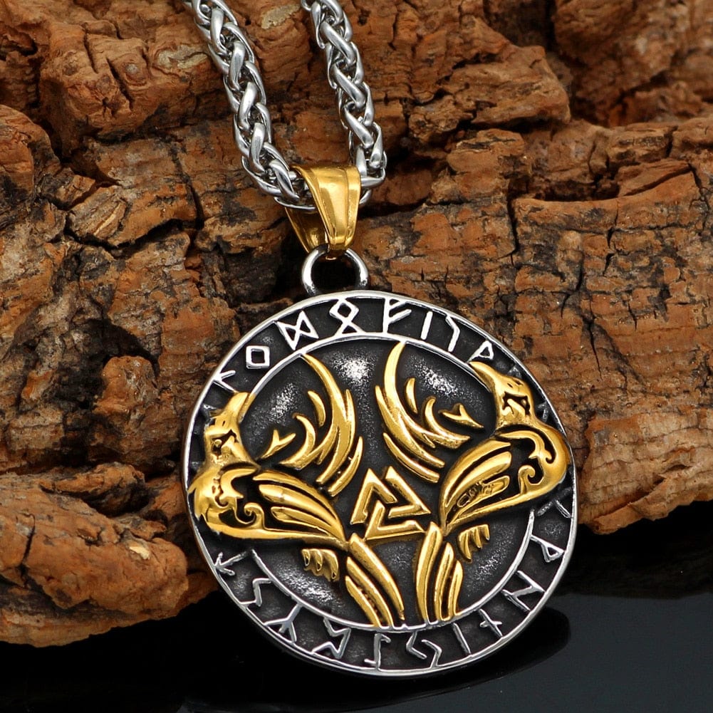 Collier Huginn et Muninn - Corbeaux d'Odin-HERITAGE VIKING