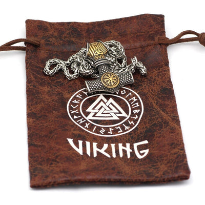 Collier marteau de Thor avec heaume de la terreur-HERITAGE VIKING