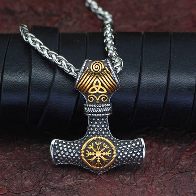 Collier marteau de Thor avec heaume de la terreur-HERITAGE VIKING