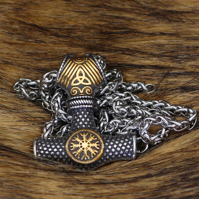 Collier marteau de Thor avec heaume de la terreur-HERITAGE VIKING