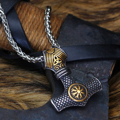 Collier marteau de Thor avec heaume de la terreur-HERITAGE VIKING